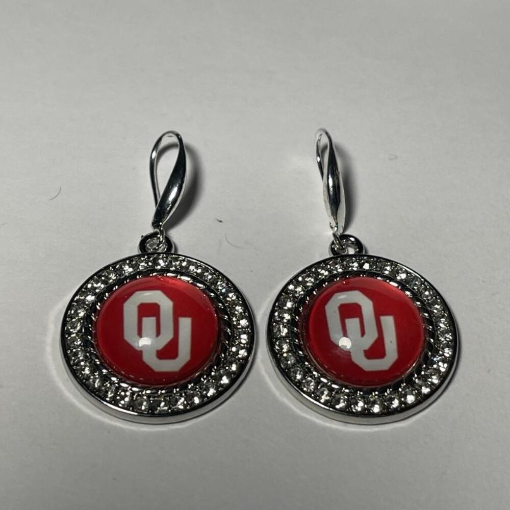 Oklahoma Sooners NCAA Fashion Dangle Rhinestone Earrings NEW
